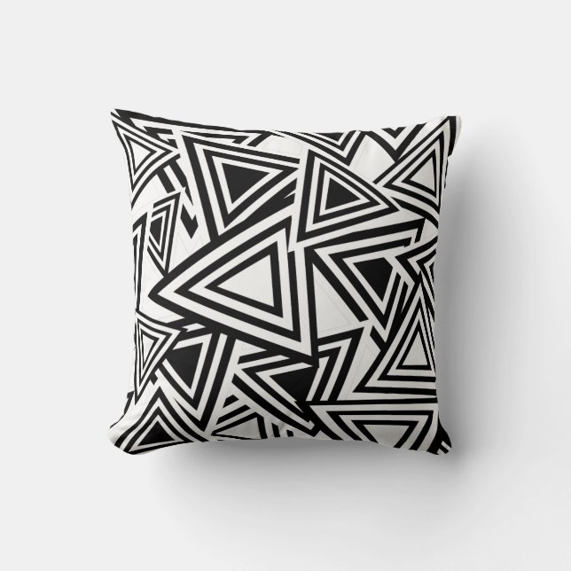 Abstrakt White Black Triangle Mönster Kudde (Framsida)