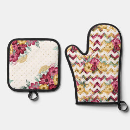 ABSTRAKT WHITE BURGUNDY & GULA BLOMMOR