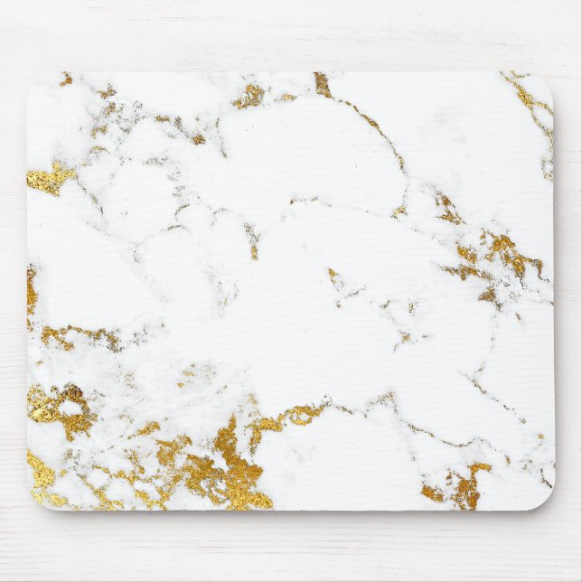 Abstrakt White Grått Carrara Guld Marble Urban Musmatta (Framsidan)