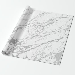 Abstrakt White Grått Marble Silver Carrara Shiny Presentpapper