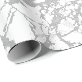 Abstrakt White Grått Marble Silver Carrara Shiny Presentpapper