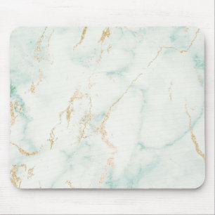 Abstrakt White Mint Grönt Guld Marble Musmatta