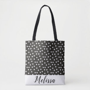 Abstrakt White Polka dots på Svartvit Rand Tygkasse