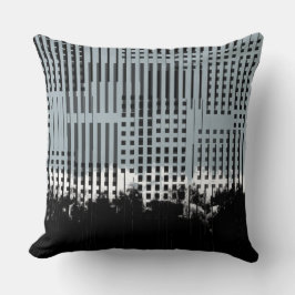 Abstrakt White, Teal och Black Rand Mönster Kudde