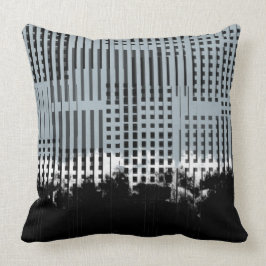 Abstrakt White, Teal och Black Rand Mönster Kudde