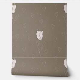 Abstrakt White Tulip och Hearts på Earthy Brown