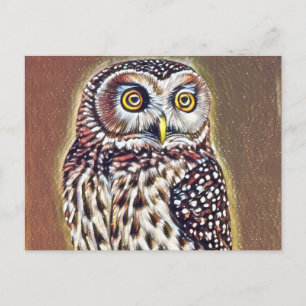 Abstrakt Wilderness Forest Uggla Art Vykort