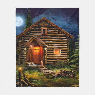 Abstrakt Wilderness Little Cabin Fleecefilt