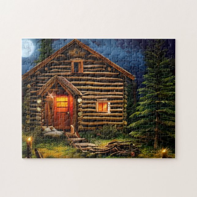 Abstrakt Wilderness Little Cabin Pussel (Horisontell)