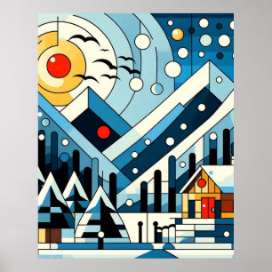 Abstrakt Winter Geometry Poster