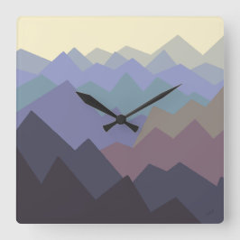 Abstrakt Winter Mountains Art Art Fyrkantig Klocka