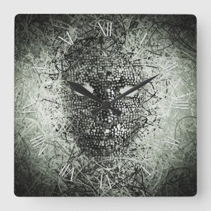 Abstrakt Wires-mask Fyrkantig Klocka