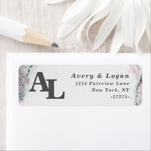 Abstrakt Wisteria Lila Monogram Returadress Etikett