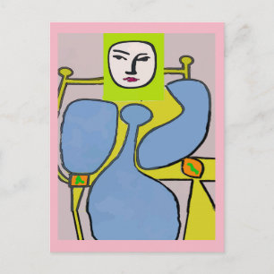 Abstrakt Woman, Ansikte Vykort
