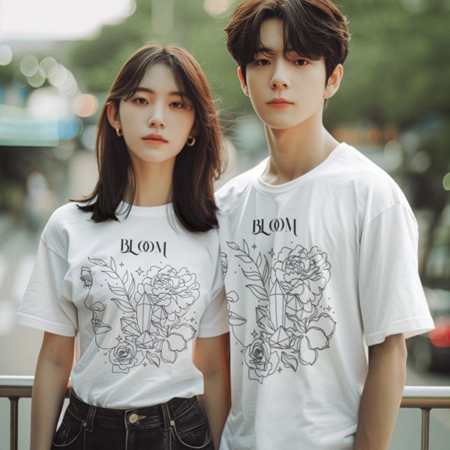 Abstrakt Woman Line Art, bohemian boho T Shirt (Skapare uppladdad)