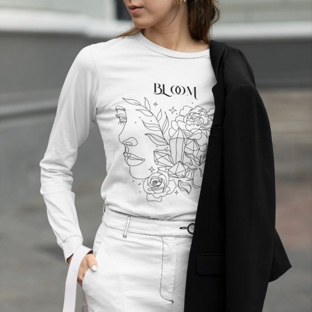 Abstrakt Woman Line Art, bohemian boho T Shirt (Skapare uppladdad)