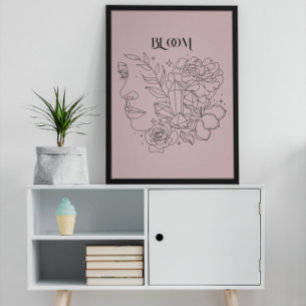 Abstrakt Woman Line Art, Jordtoner Poster