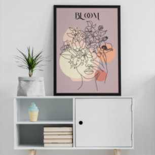 Abstrakt Woman Line Art, Jordtoner Poster