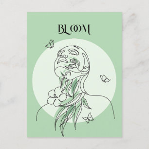 Abstrakt Woman Line Art, Jordtoner Poster Vykort