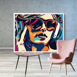 Abstrakt Woman Music Pop Art 2 Poster