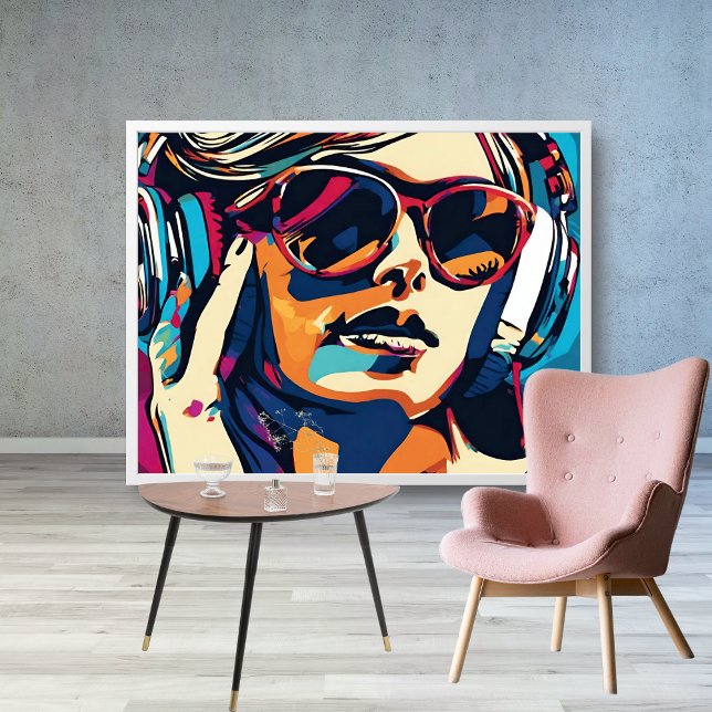 Abstrakt Woman Music Pop Art 2 Poster (Abstract Woman Music Pop Art 2 Poster)