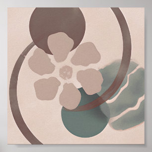 Abstrakt Yin Yang-blommans minimalistkonst Poster