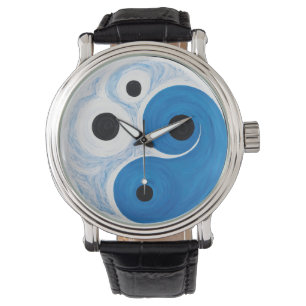 Abstrakt Yin Yang: Modernist Blue & White Armbandsur