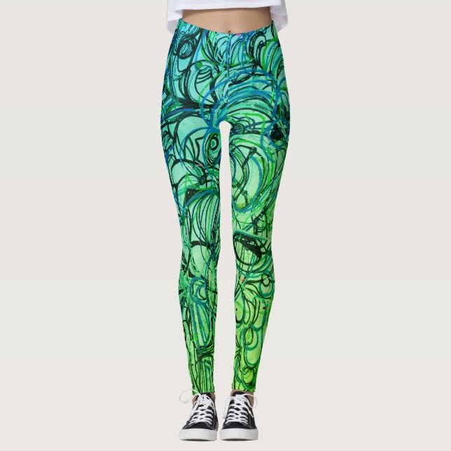 Abstrakt Yogabyxor Leggings (Framsida)