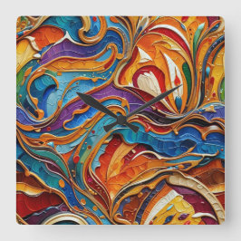 Abstrakt yta-teckningar 1211 - Vägglås Fyrkantig Klocka