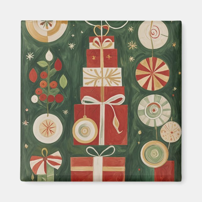 Abstrakt Yuletide Tapestry Magnet (Framsidan)