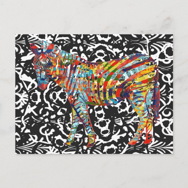 Abstrakt Zebra Art Postcard Vykort (Framsida)