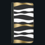 Abstrakt Zebra ränder, Guld Black & White Samsung Galaxy S5 Plånboksfodral<br><div class="desc">abstrakten elegant för svartvita accenter och guld vågigt zebra ränder mönster</div>