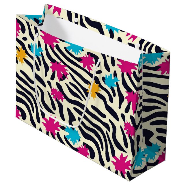 Abstrakt Zebra ränder med Löv Paint Stänk (Framsidan Vinklad)