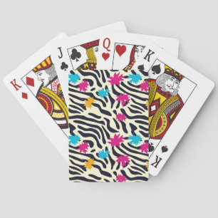 Abstrakt Zebra ränder med Löv Paint Stänk Casinokort