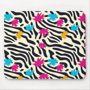 Abstrakt Zebra ränder med Löv Paint Stänk Musmatta