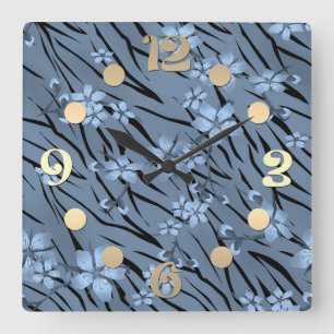Abstrakt zebra tiger skin godblooming blommor fyrkantig klocka