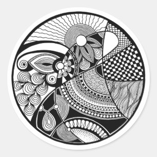 Abstrakt Zendala on Circle Runt Klistermärke