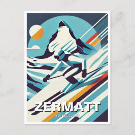 Abstrakt Zermatt Schweiz Skier Skiing Vykort