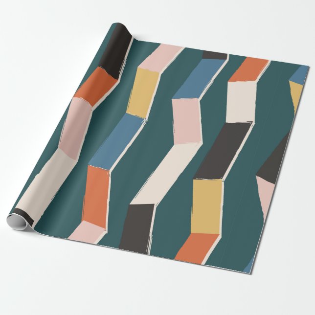 Abstrakt zig zag sömlös mönster,handmålat irr presentpapper (Utrullad)