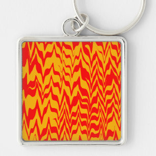 Abstrakt ZigZag Swirl Fyrkantig Silverfärgad Nyckelring