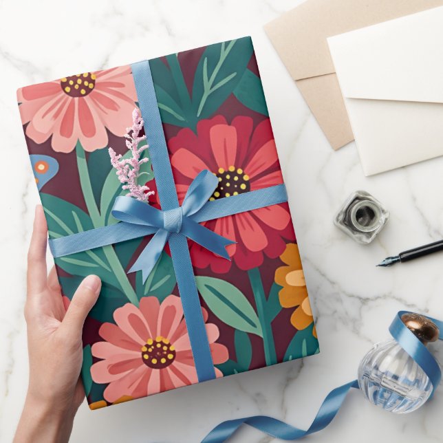 Abstrakt Zinnia Fjärilar Presentpapper (Gifting)