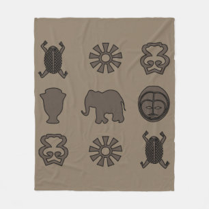 Abstrakta afrikanska ornament och djur konst fleecefilt