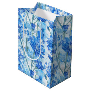 Abstrakta akvarellblå och vita blommor