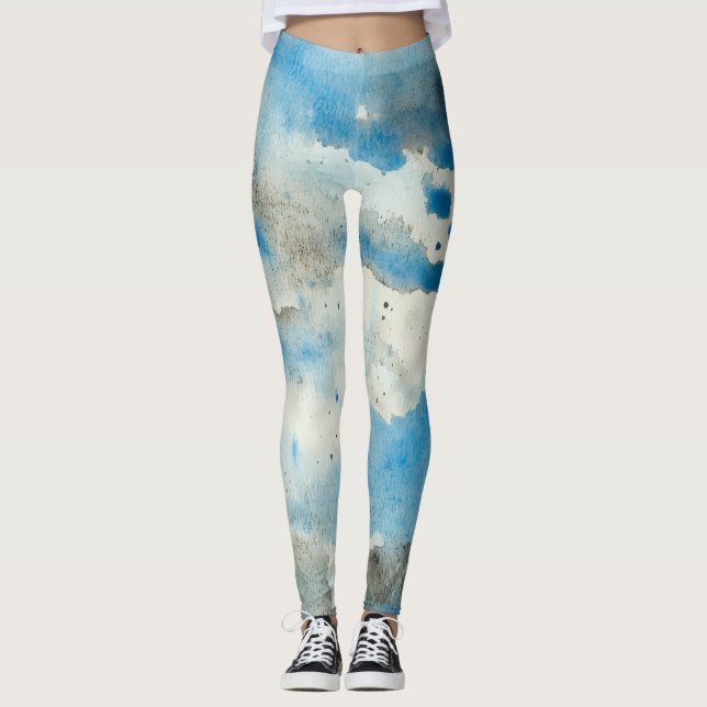 abstrakta akvarellleggings leggings (Framsida)