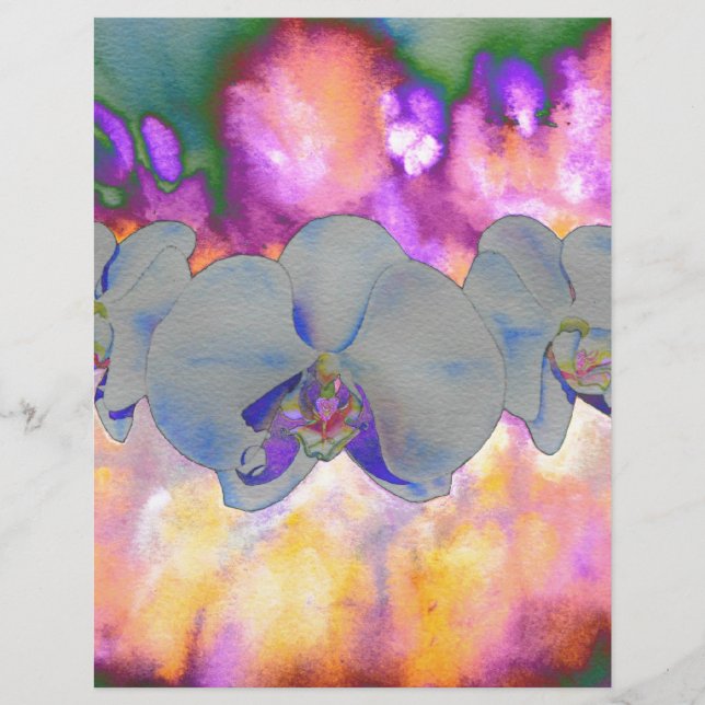 Abstrakta akvarelltropiska blommande orkidéer (Framsida)