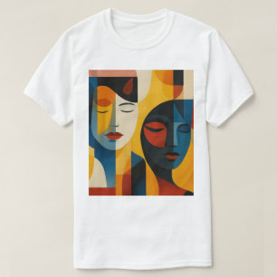 Abstrakta Ansikten Konsttryck, Dubbelporträtt, Abs T Shirt