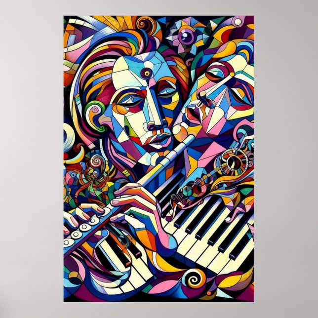 Abstrakta ansikten och instrument poster (Framsidan)
