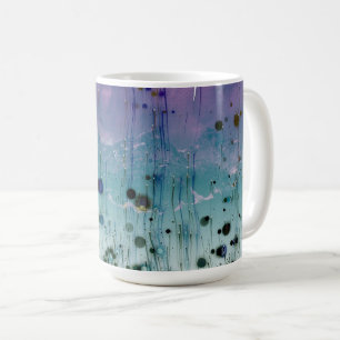 Abstrakta berg & prickar Aqua Lila & Svart Kaffemugg