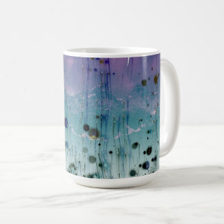 Abstrakta berg & prickar Aqua Lila & Svart Kaffemugg