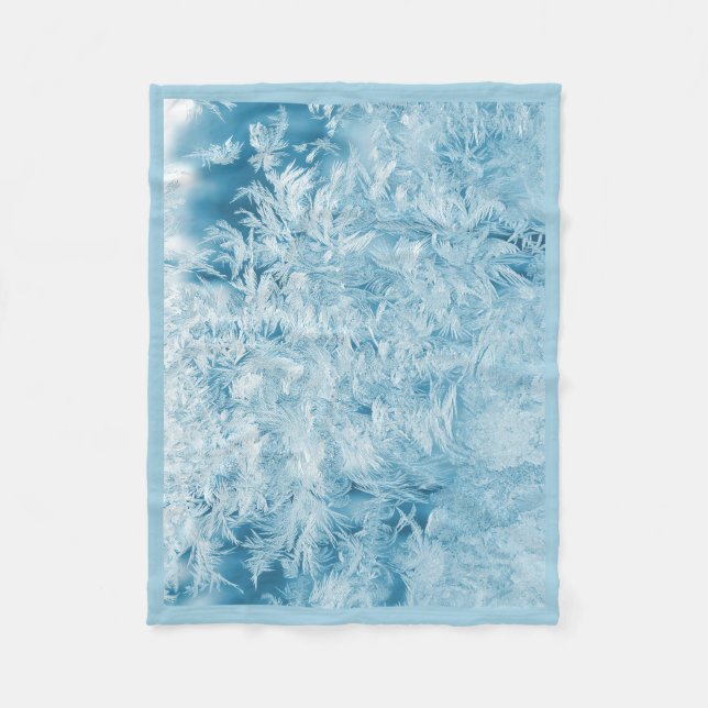 abstrakta blå fjädrar och snöflingor fleecefilt (Framsidan)